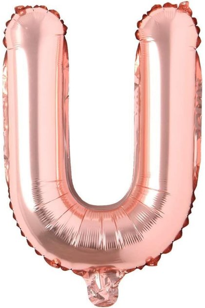 U Letter Rose Gold Foil Balloon 16 Inch 40 Cm