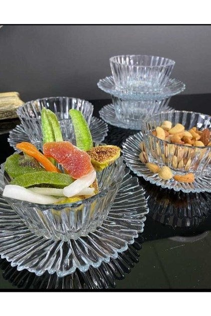6 Glass Bowls - Turkish Delight Bowl - Jam Bowl - Snack Bowl - Sugar Bowl - Sauce Bowl - Dragee Bowl
