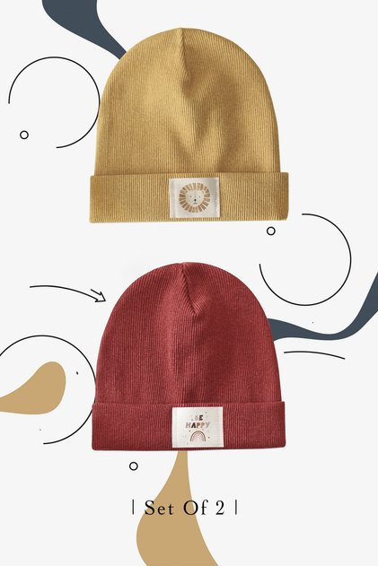 Rib Beanie Tile-mustard 2-pack