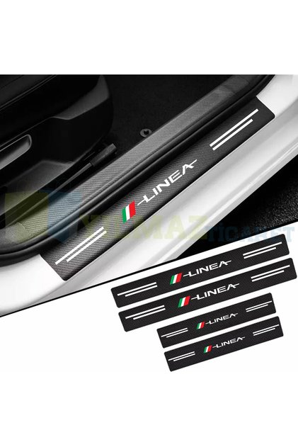 Fiat Linea Karbon Kapı Eşiği Koruma Araba Etiket Oto Sticker Yapıştırma 4 Parça