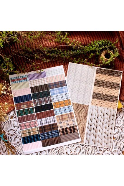 37 Pieces of Stickers for Bullet Journal, Plaid, Colorful, Checkered, Mixed