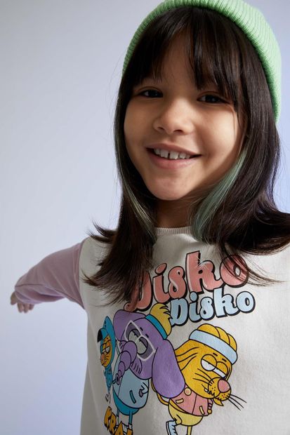 DeFacto Kız Çocuk Kral Şakir Renk Bloklu Sweatshirt - 3