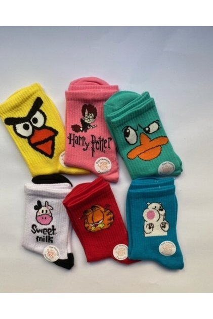 Unisex 6-Piece Colorful Plain Cheerful College Tennis Socks