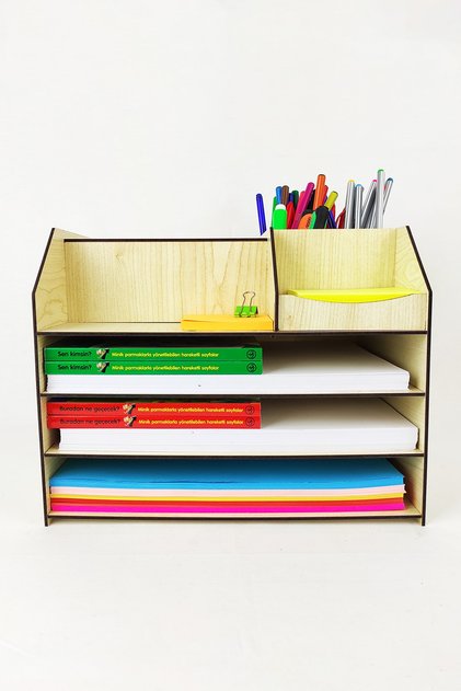 Oasis Shelf Organizer Practical Desktop Organizer with Pen Holder and Napkin Holder Sections (maple)