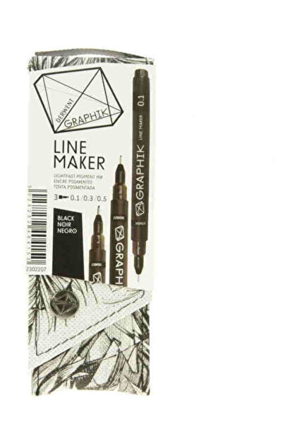 Derwent Graphik Line Maker Teknik Çizim ve Grafik Kalemi 3`lü Set BLACK - 2