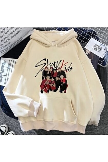 GALASHOP Stray Kids Kapşonlu Beyaz Hoodie Mod434 - Fiyatı, Yorumları