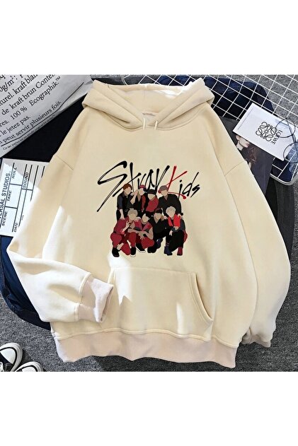 GALASHOP Stray Kids Kapşonlu Beyaz Hoodie Mod432 - Fiyatı, Yorumları