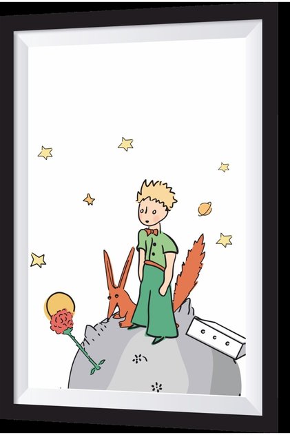 Little Prince Fox and Rose Artistic Frame Look Wooden Painting