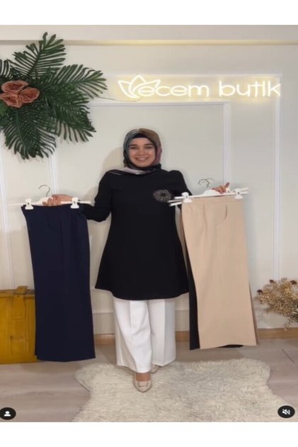 Kadın Bol Paça Beli Lastikli Pantolon