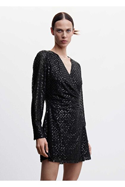 mango sequin mini dress nwt MANGO scoop back lined sequin mini dress strong shoulder stretchy xs or s