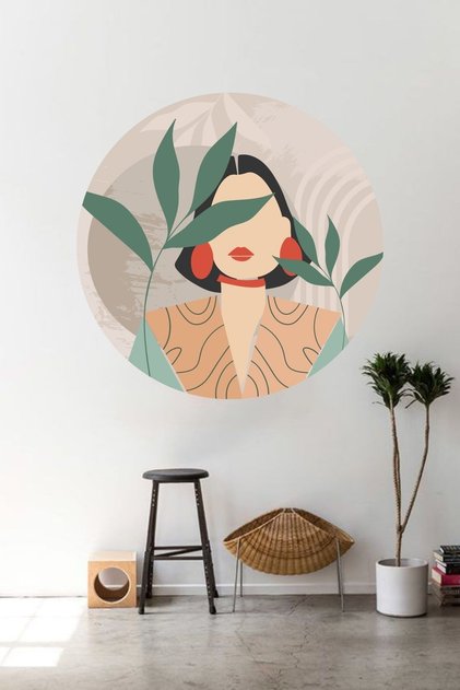 Woman with Absurd Earring Bohemian Wall Sticker