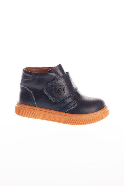 Baby First Step Orthopedic Single Velcro Genuine Leather Navy Blue Color Skin Boots & Bootie