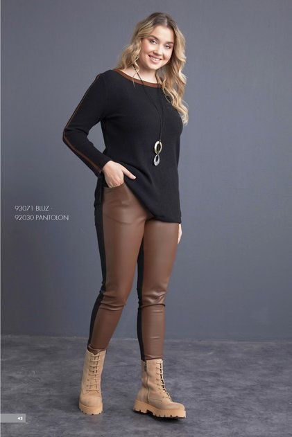 Big Size Brown Leather Trousers