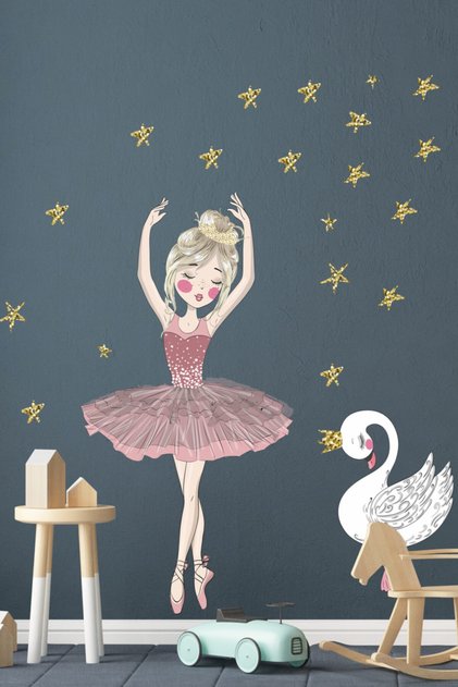 Baby Room Ballerina Swan Star Wall Sticker Set