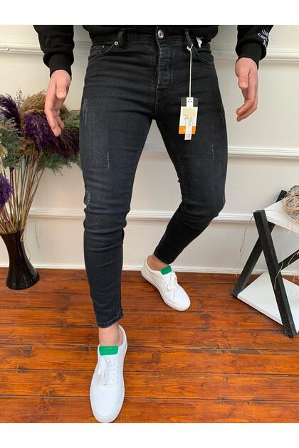 Men's Slim Fit Jeans Lycra Ankle Pattern Denim Trousers