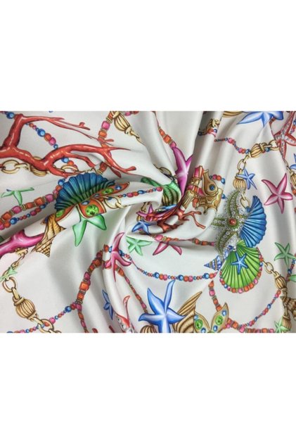 Polyester Matte Satin Ocean Pattern Fabric