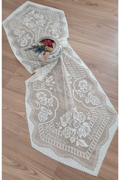 Klasik Desen Örme Tül Runner Örtüsü 40*140