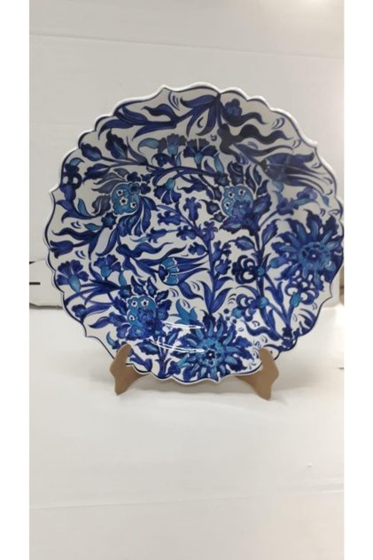 Çini El Emeği Teşhip Sanatı Özel Tasarım Samur Desenli Tabak 30 cm