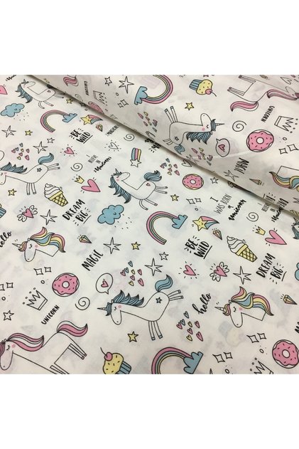 Desenli Doğal %100 Pamuklu Poplin Kumaş