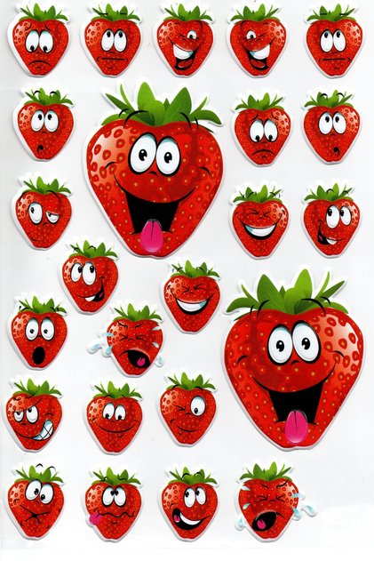 Sticker Embossed A4 Size Stiker Notebook, Planner Label, -(lim061) - Strawberry