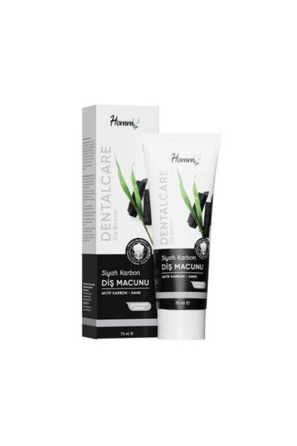 Homm Herbal Life Black Carbon Toothpaste 75 Ml (Active Carbon and Mint Added)