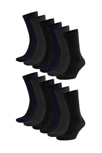 Cotton Multicolored Classic Plain Socks 12 Pack