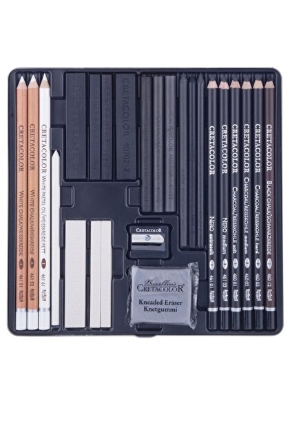 CretaColor Black & White Box Drawing Set Profesyonel Karakalem