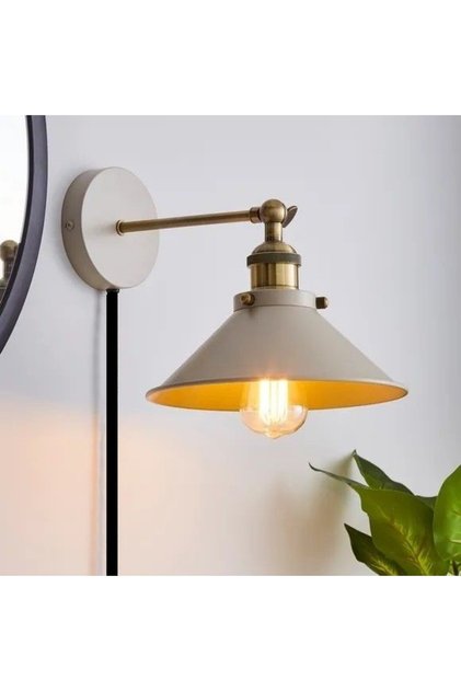 Retro Metal White Wired Rustic Wall Sconce with Switch Diameter: 30 cm