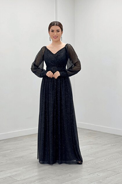 slim fit dress slacks Black Glitter Tulle : Bridal Fabrics main image 1