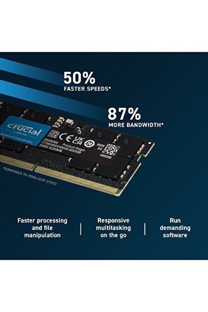 Crucial 32gb Ddr5 5200 Sodımm Cl42 (16gbit) Notebook Ram Bellek
