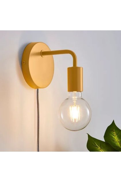 Retro Metal Yellow Rustic Wired Switched Decorative Wall Sconce