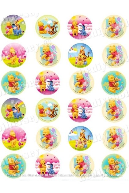 Winnie The Pooh Kurabiye Baskısı, Şekerli Kağıt, Yenilebilir Baskı