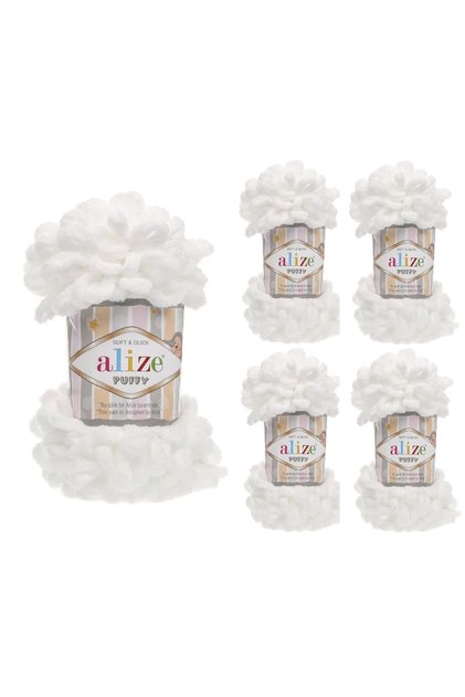 Hand Knitted Yarn 100 gr 5 Pieces Color 55 White
