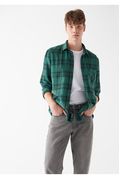 Checkered Green Shirt Regular Fit / Normal Cut 0210320-82554