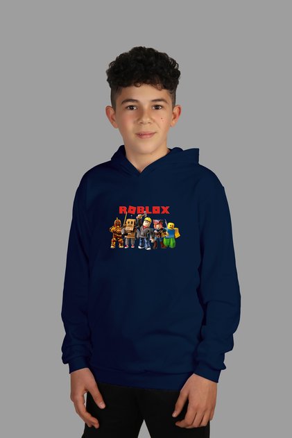 Children's Hooded Sweatshirt Roblox Digital Printed Two Threads with Ribbon Inside