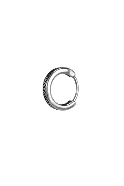 Vintage Style Ring Design Snap-on Biker 316l Men's Steel Earrings with Aztec Figures (SINGLE)