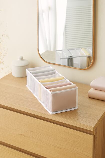 8-Compartment Mesh Closet Drawer Accordion Type Folding Laundry Organizer