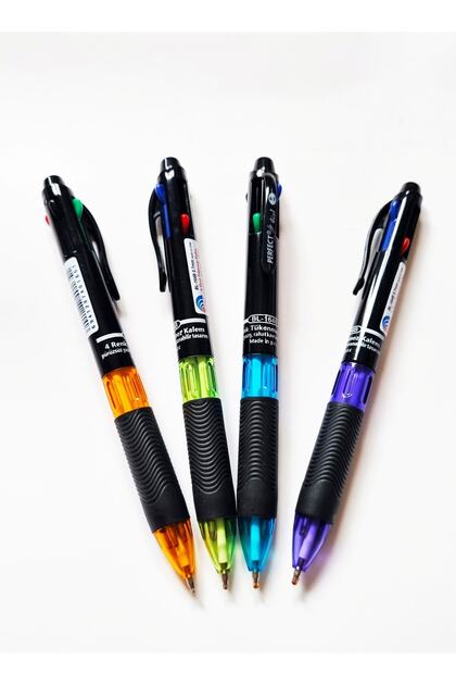 4 Colours Perfect Mavi Siyah Kırmızı Yeşil 4 Renk Yazan Tükenmez Kalem - 1 Adet