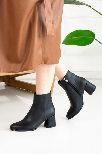 Daily Women's Boots Zippered Thick High Heels Comfortable Anti-Slip Sole Thai Hairy Lined Bootie 2001