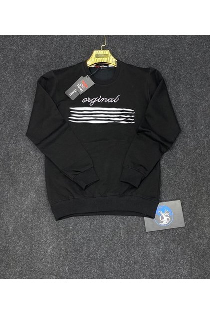 Men's Sweatshirt Black with Front Detail
