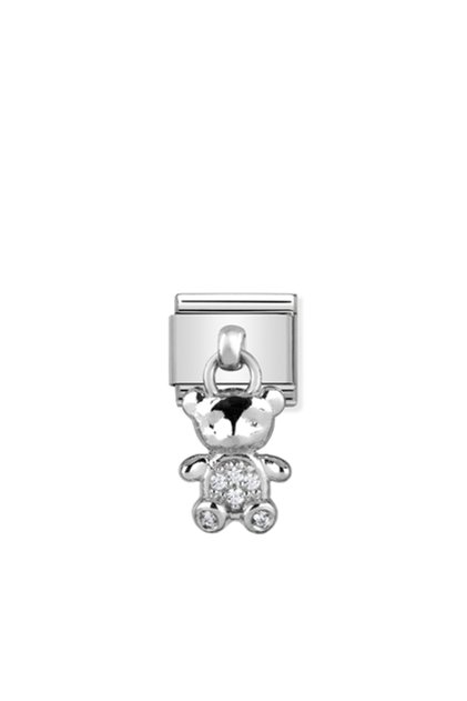 Composable Classic Charms Stainless Steel And 925 Sterling Silver Teddy Bear