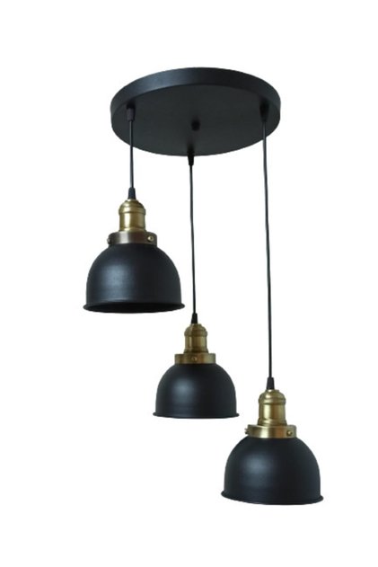 Rys Retro Metal Siyah 3 Lü Eskitme Duylu Dekoratif Rustik Sarkıt Avize Çap:30 Cm