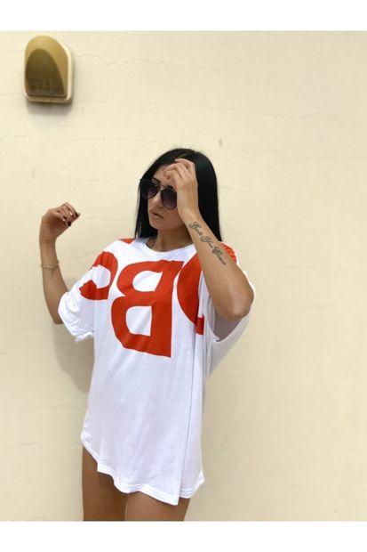 easechic Kadın Oversize Baskılı T-Shirt - 5