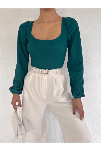 Corset Look Crop Blouse