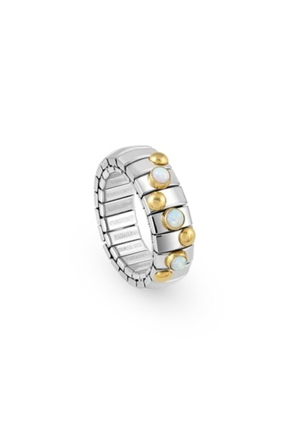 Extensıon Ring In Stainless Steel With 18k Gold And Small Stones (022_whıte Opal)