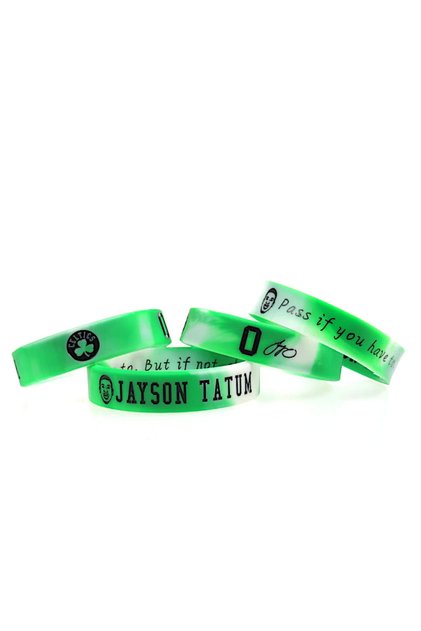 Green White Boston Basketball Nba Bracelet with Jayson Tatum Portrait