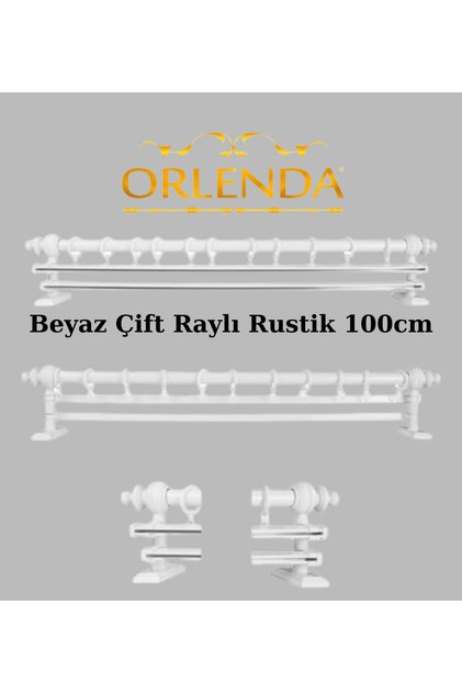 Wooden Headed Aluminum Pipe Rustic Curtain Hanger Double Rail 100 Cm