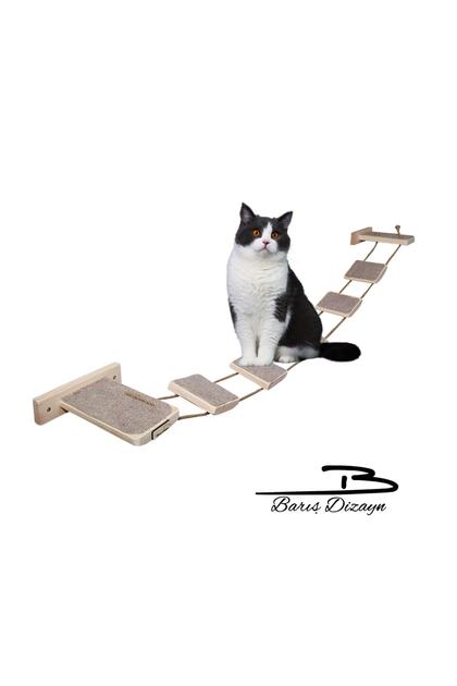 Tırmalama Halısı Kaplı Ipli Kedi Merdiveni Kedi Köprüsü Duvar Yolu Parkur 120 cm