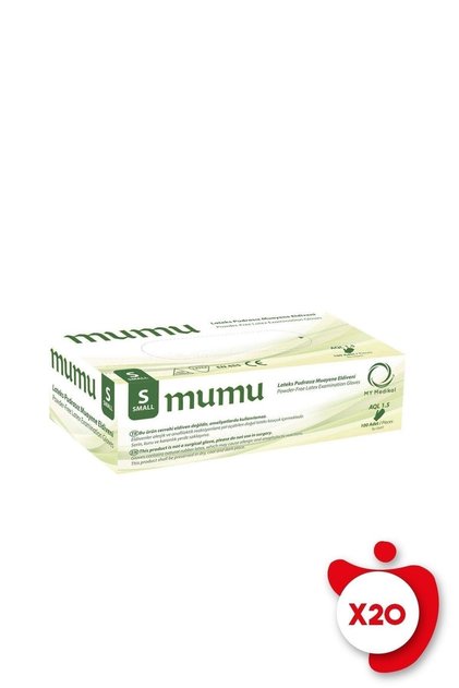 Pudrasız Lateks Muayene Eldiveni S Beden Beyaz 100'lü 20 Paket