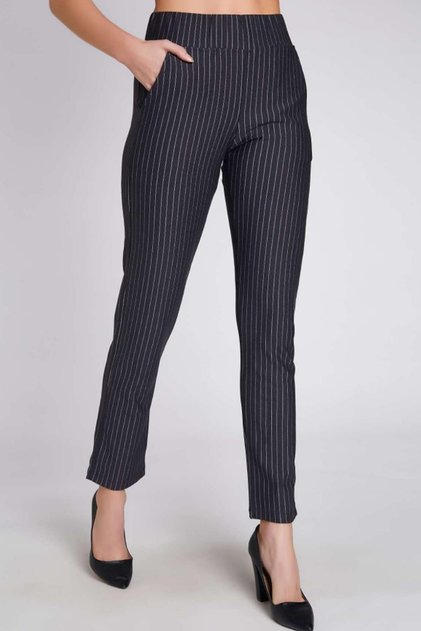 Women's Chantal Striped Anthracite Trousers Leggings
